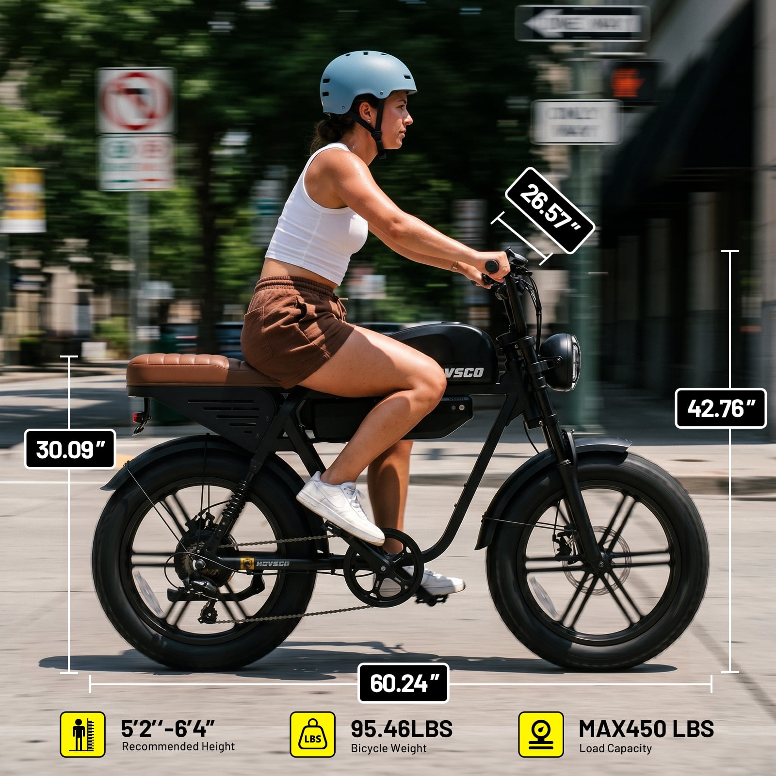 HOVSCO Electric Bike for Adults, 750W Motor, 48V/15AH+25AH Dual Batteries, 20'' Fat Tire E-Mountain Bike, 7-Speed E-Bike Full Suspension UL2849