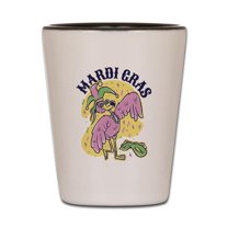 CafePress - Mardi Gras Flamingo - White/Black Shot Glass, Unique and Funny Shot Glass