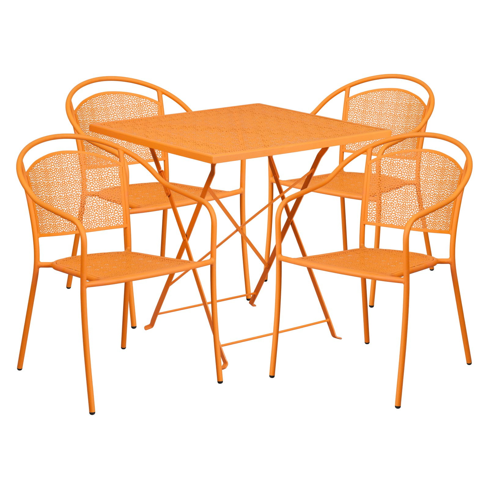 Flash Furniture 28" Square IndoorOutdoor Steel Folding Patio Table Set