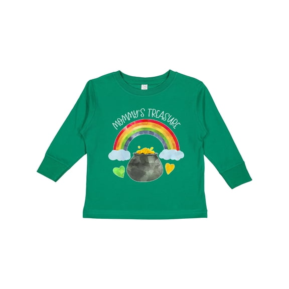 Inktastic Mommy's Treasure St. Patrick's Day Rainbow and Gold Boys or Girls Long Sleeve Toddler T-Shirt