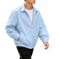 thumbnail image 2 of Hulanddfd Mens Jacket Zip Up Colla Bomber Coat, Long Sleeve Casual Outerwear with Pockets & Ribbed Hem, Daily Wear, 2 of 9