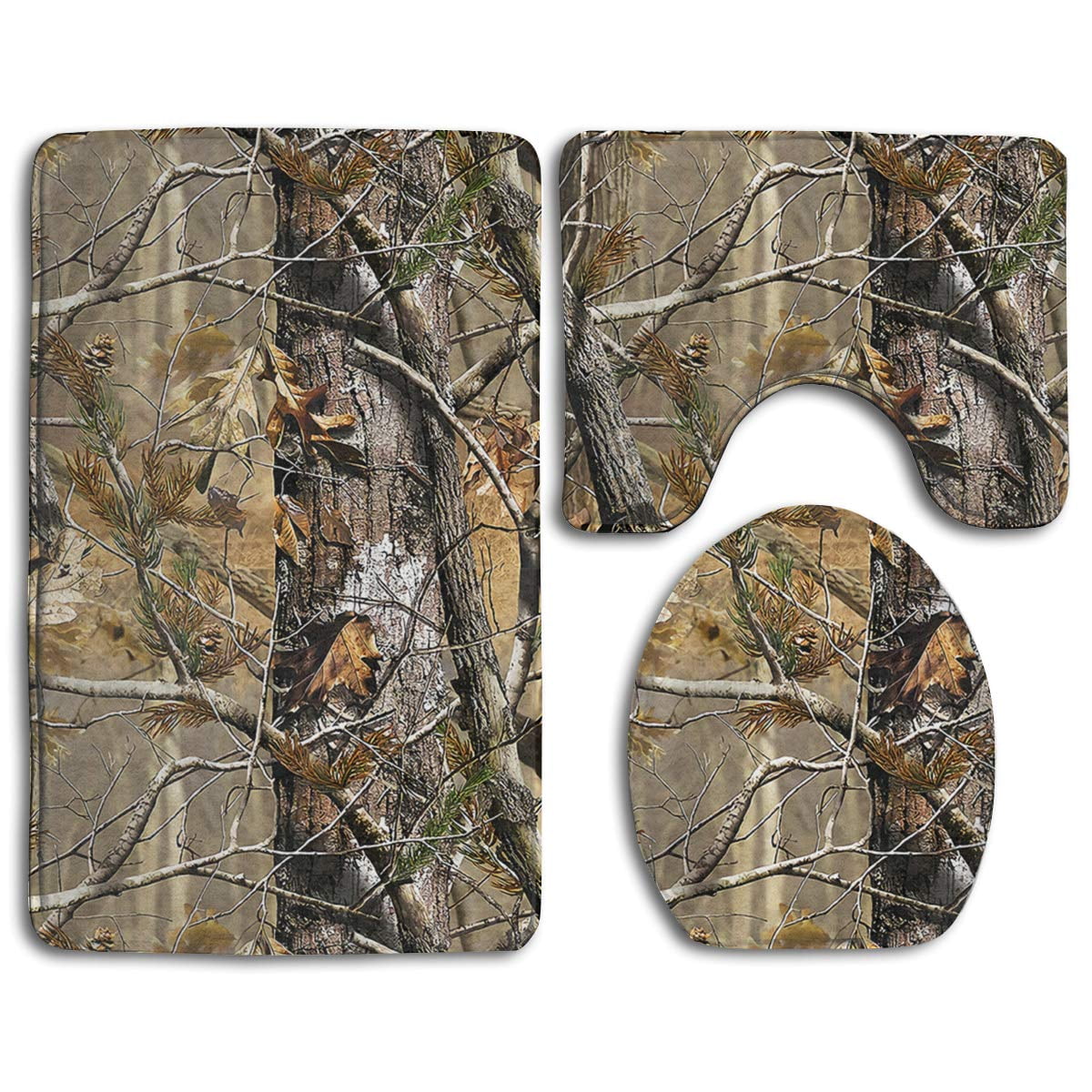 Gohao Realtree Camouflage Camo 3 Piece Bathroom Rugs Set Bath Rug Contour Mat And Toilet Lid Cover - Walmart.com