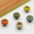 thumbnail image 6 of HDJNal Set of 6,Round Shape Ceramic Knobs with Screws - 32mm Diameter - Round Vintage Pull Handles for Home & Office Furniture - Kitchen Cabinet, Drawers & Cupboard Doors (Bronze-White), 6 of 7