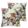 thumbnail image 2 of Nawypu Decorative Pillow Cover Soft 2pcs Watercolor Flower Red Humming Hand Graphic Retro Bird Flowers Roses Summer Carnation Peony Leaves Throw Pillow Cushion Cases for Sofa Couch Bed, 2pcs 24x24in, 2 of 6
