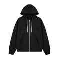 thumbnail image 3 of YWMJI Women Zip Up Hoodies Fleece Sweatshirts Oversized Soft Cozy Warm Long Sleeve Layering Jacket with Pockets Drop Shoulder Casual Coats Casual Track Jackets Fashion Workout Outfits Black Xl, 3 of 4