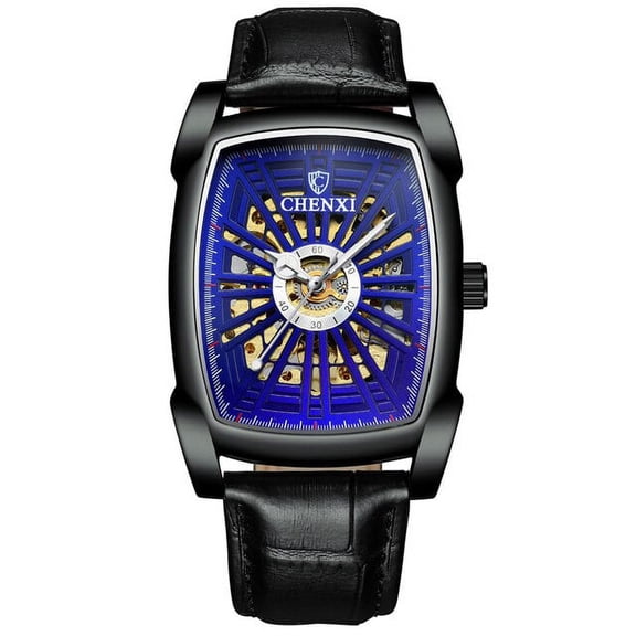 CHENXI Men Watch Automatic Mechanical Square Dial Clock Male Top Brand Business Tourbillon Leather Waterproof Man Wrist Watch