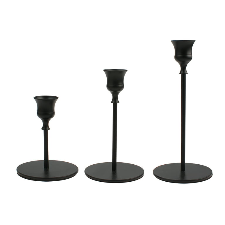 Mainstays Decorative Metal Taper Candle Holders, Set of 3, Black
