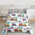 thumbnail image 2 of Homewish Kawaii Train Bedding Comforter Set,Cartoon Vehicles Car Twin Comforter Sets,Red Blue White Bedding Set For Boys Teens,Microfiber Bedroom Decor Reversible,2pcs, 2 of 8