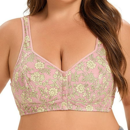 Clearance! Titcea Bras for Women Plus Size Front Buttons Leopard Print Push Up Gathered Together Lace Bra No Underwire Breathable Comfort Underwear  Gifts for Her