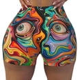 thumbnail image 2 of Xecao Psychedelic Faces Colorful Print Workout Shorts for Women Soft Smooth Gym Yoga Scrunch Active Tennis Workout Running Shorts-X-Large, 2 of 8