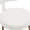 thumbnail image 6 of WOOW DEPOT PU Swivel Bar Stools Set of 2, 29" Seat Height Modern Upholstered Bar Chairs w/ Mid-back Round Seat Walnut Legs Leather Island Stools for Kitchen Counter, 6 of 11