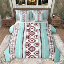 jejeloiu Retro Boho Aztec 7-Piece Twin Bedding Sets,Geometric Rhombus Triangle Bedding Comforter Set For Adults Reversible