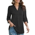 thumbnail image 3 of LETDIOSTO Womens Plus Size Shirts 3/4 Roll Sleeve V Neck Floral Flowy Blouses Tunic Tops, 3 of 9