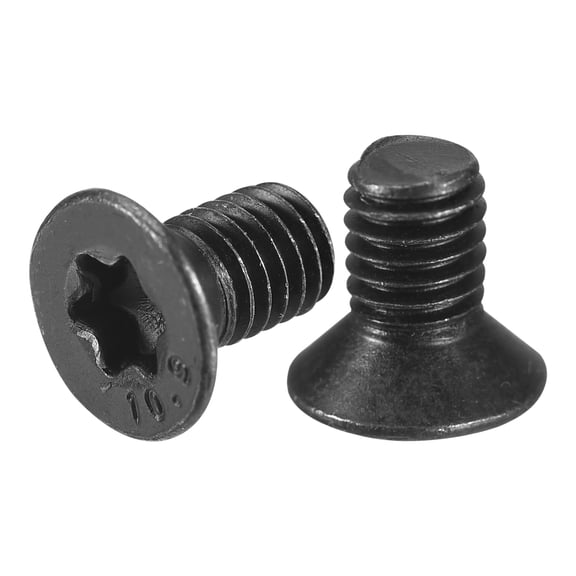 M5-0.8 x 8mm Flat Torx Head Machine Screws, 50 Pack 10.9 Grade Carbon Steel Flat Countersunk Torx Anti Theft Machine Screws, Black Oxide Finish, Full Thread, Torx Drive