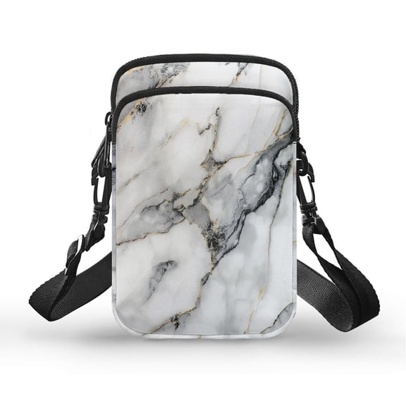 HELLHERO Marble Pattern Crossbody Small Bags Polyester Double Layer for Casual Use