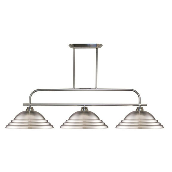 -3 Light Island/Billiard in Metropolitan Style-14.25 inches Wide By 15.25 inches High-Brushed Nickel Finish-Stepped Brushed Nickel Glass Color Bailey