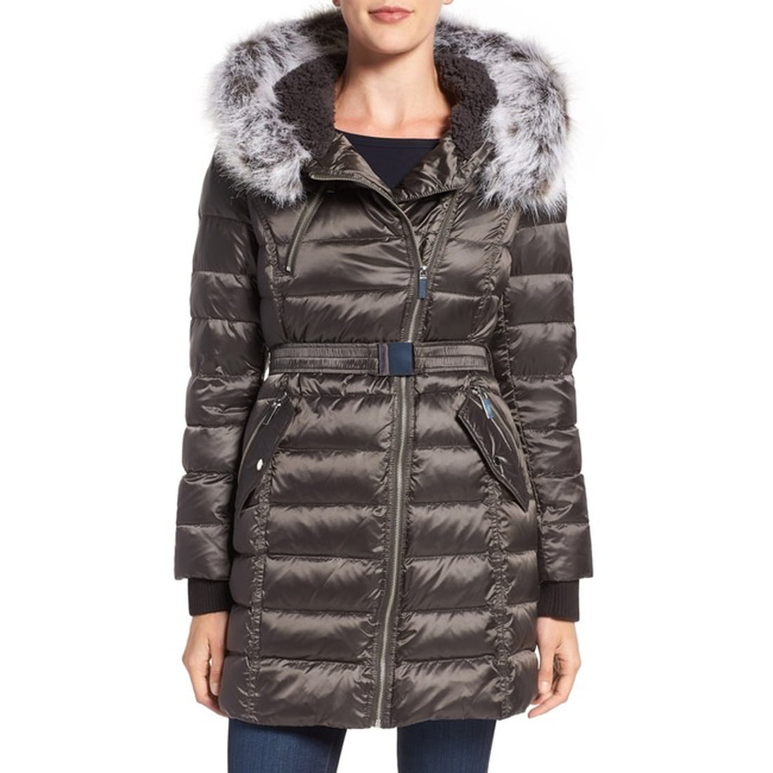 short bomber jacket with fur hood