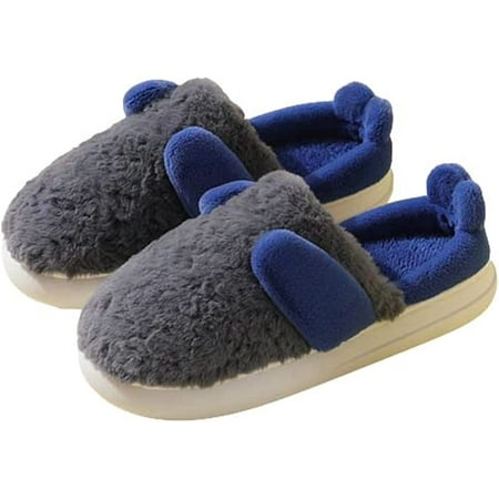 

PIKADINGNIS Cute Rabbit Furry House Slippers for Women Men Trendy Fluffy Warm Bear Indoor Shoes Anti-skip