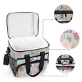 thumbnail image 6 of FORMRS Insulated Cooler Bag 24 Cans Capacity Soft Leakproof Lunch Box with Side Pockets, Green Floral Cranes Pattern, 6 of 7