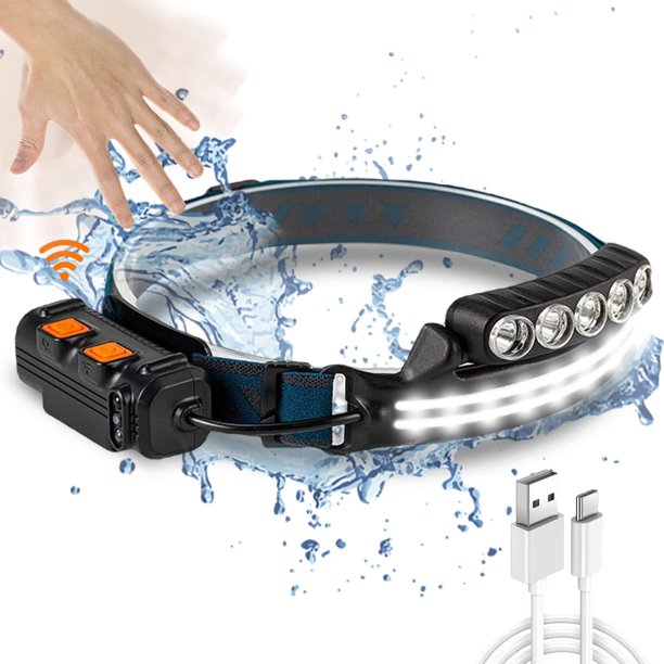 DIOSMIO Rechargeable Headlamp, High Lumen Super Bright Head Lamp with Motion Sensor & Red Light