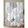 thumbnail image 4 of Shower Curtain Gray Starfish Shell Shower Curtains for Bathroom, Waterproof Polyester Shower Curtain Set with Hooks, Standard Size 66" x 72" Ocean Coral, 4 of 6