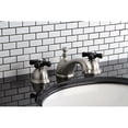 thumbnail image 2 of Kingston Brass Robinet de Lavabo à Large Diffusion avec Poignée Croisée en Porcelaine Noire, Nickel Satiné, 2 of 2