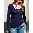 thumbnail image 2 of Doublju Women's Round Neck Long Sleeve Ribbed Top with Thumb Holes (Plus Size Available), 2 of 3