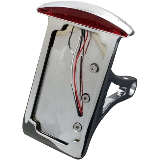 Soporte de matrícula de lado plano cromado con luz de freno trasera LED para V-Star Vstar 950