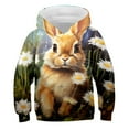 thumbnail image 1 of Easter Spring Long Sleeve Hoodie for Girls Boys Cartoon Rabbit Chick Print Sweatshirt Soft Comfortable Kids Tops, 1 of 4