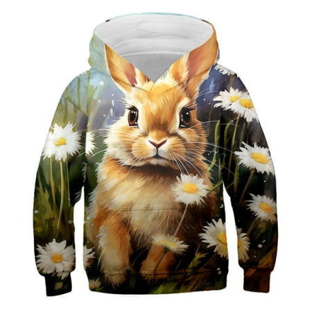 

ZMHEGW Sweatshirt for Girls Easter Spring Long Sleeve Tops Clothes Cartoon Rabbit Chick Printing Toddler Sweatshirt Boys