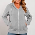 thumbnail image 6 of LLYWEY Womens Zip-up Hoodie with Thumb Holes - Arm Zipper Long Sleeve Hooded Jackets Side Pockets Lightweight Soft Casual Loose Fleece Fall Jackets Gray XXL, 6 of 9