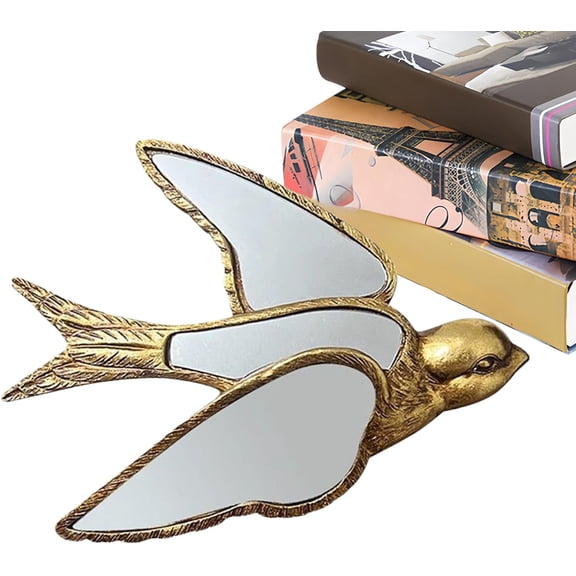 Swallow Shaped Wall Mirror, Handmade Resin, Hanging Decor, for Living Room, Bedroom