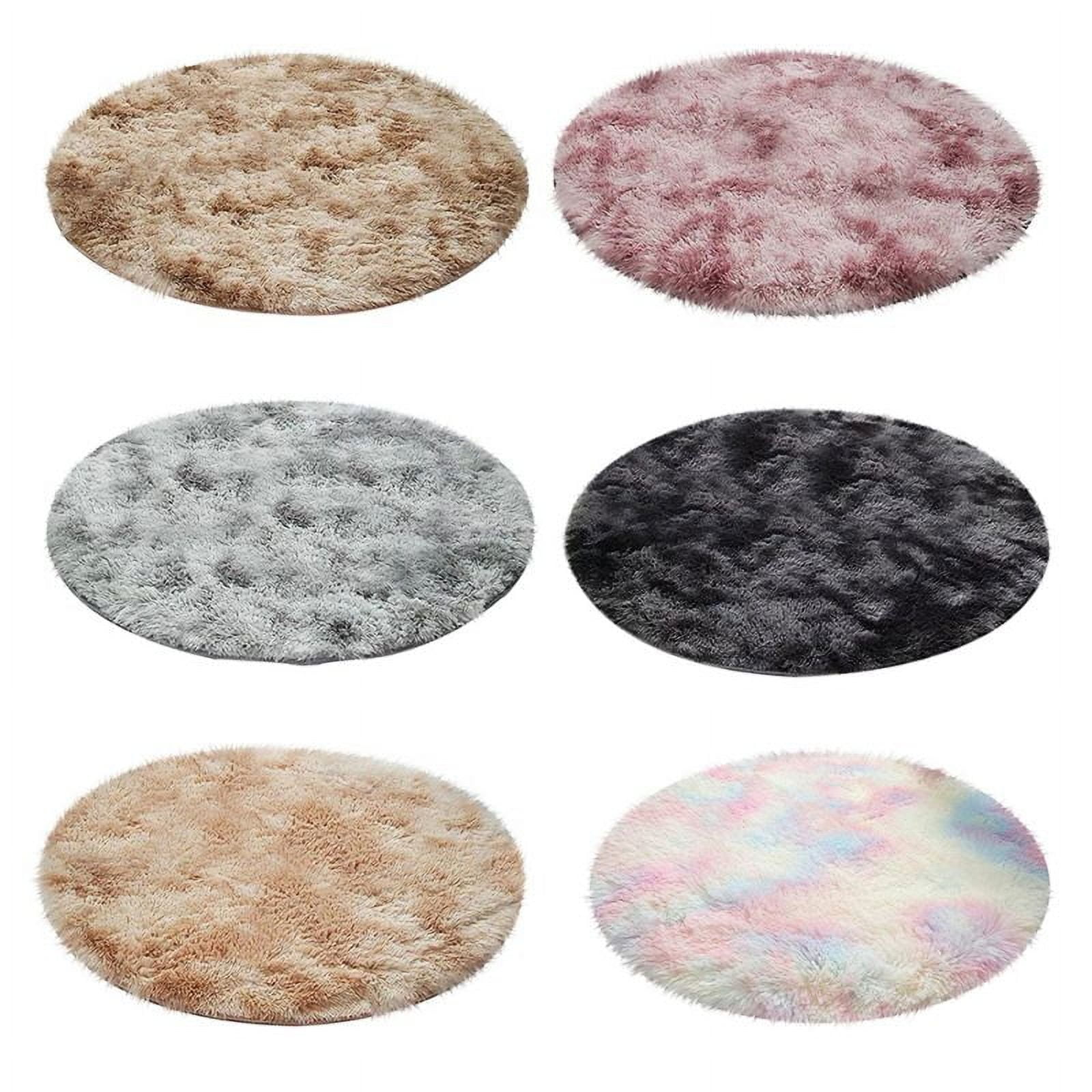 Round Rug Fluffy Circle Rug for Kids Bedroom Living Room Shaggy Circular Rug for Nursery Room, Fuzzy Plush Rug for Dorm Furry Carpet for Teen's Room Multicolor Area Rug Carpet Cute Room Decor