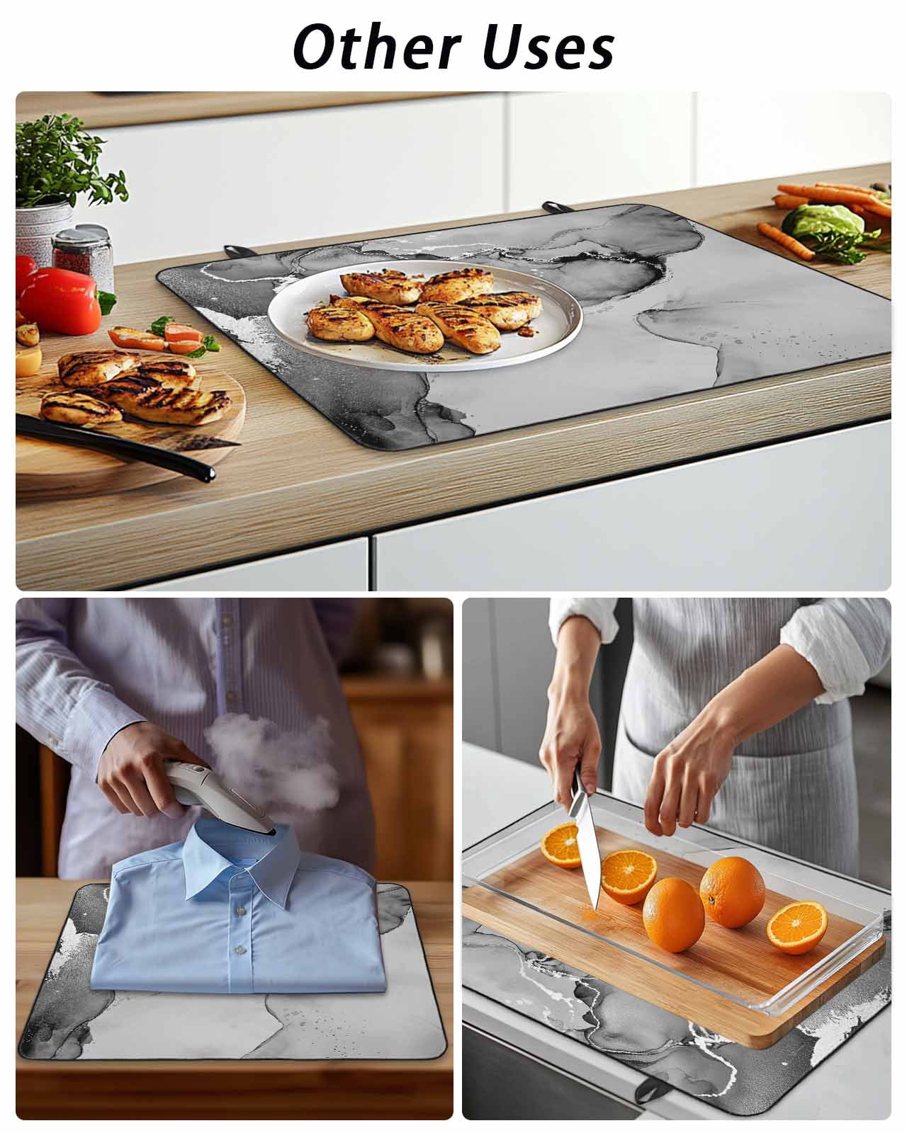Stove Top Covers for Electric Stove, Marble Grey Glass Stovetop Cover Protector, Modern Abstract Ink Painting Luxury Induction Cooktop Protector Oven Mat for Kitchen Countertop 24"x21"