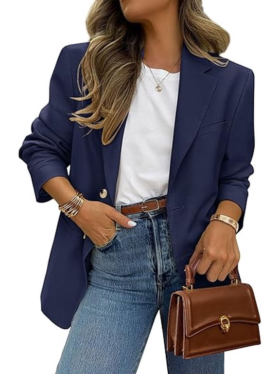 Women's Fall Blazers Button Down Fitted Lightweight Dressy Work Suit Jackets Trendy Business Casual Outfits