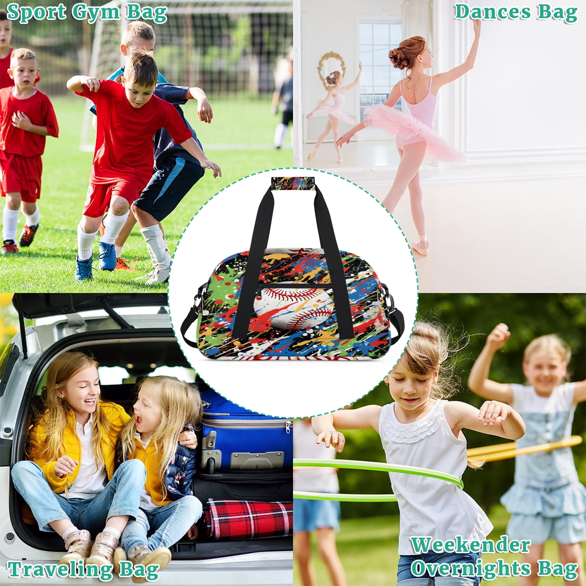Qzjjjmy Sports Gym Bag Baseball Sport Duffel Bag Duffle Overnight bag Travel Bag