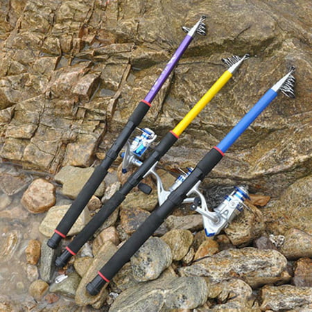 Telescopic Fishing Rod Portable Spinning Carbon Bait Casting Lure Hard Pole Random Color