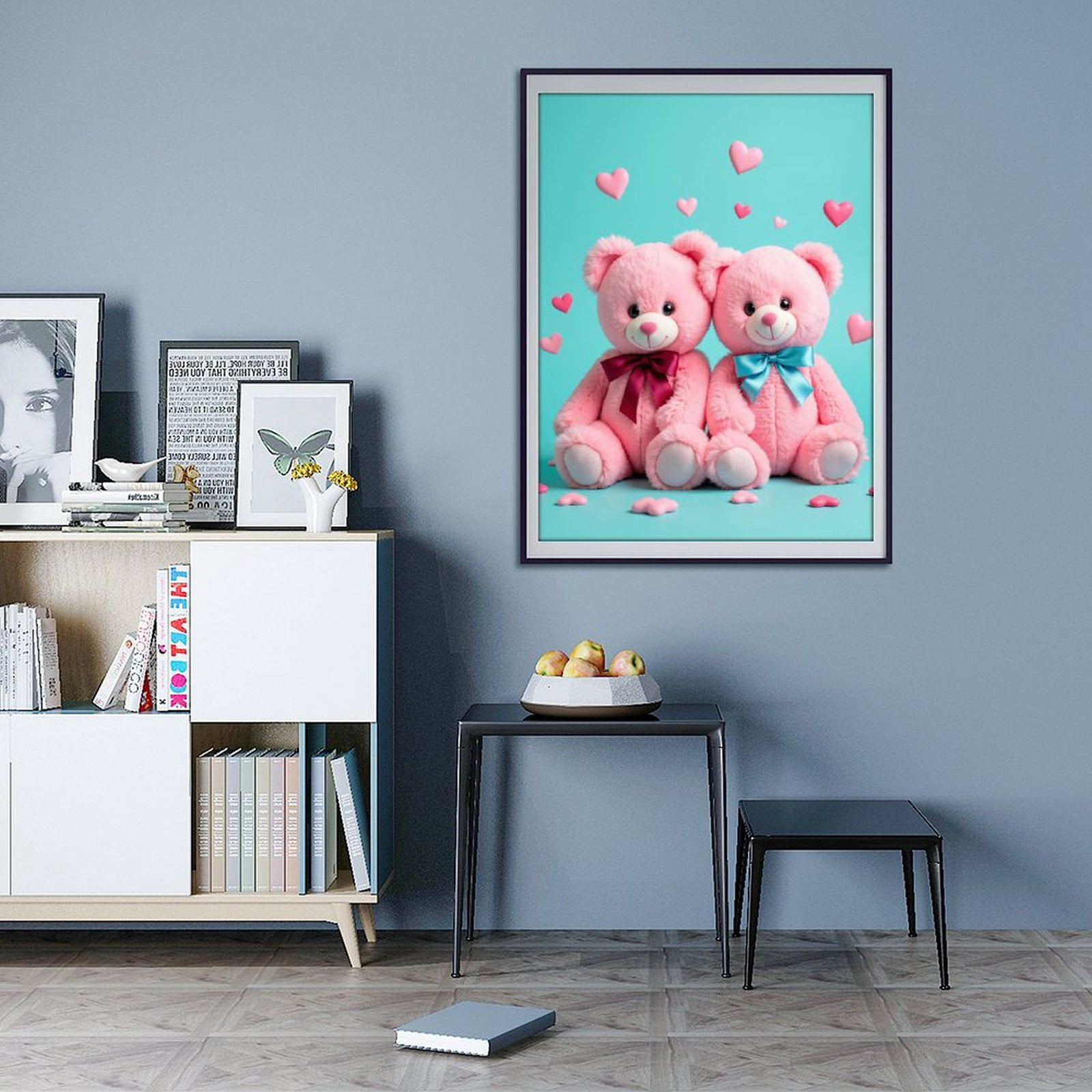 Diamond Art Kit for Adults, Pink Teddy Bears With Hearts Diamond Painting for Adults Beginners, 5D DIY Diamond Art Painting Kits, Colorful Diamond Painting Craft for Home Decor 12x16
