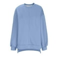 thumbnail image 5 of Wang6 Womens Plus Size White Sweatshirts Long Sleeve Crew Neck Tunic Pullovers Comfy Fall Loose Fit Drop Shoulder Solid Tshirts Tops Blue S, 5 of 5