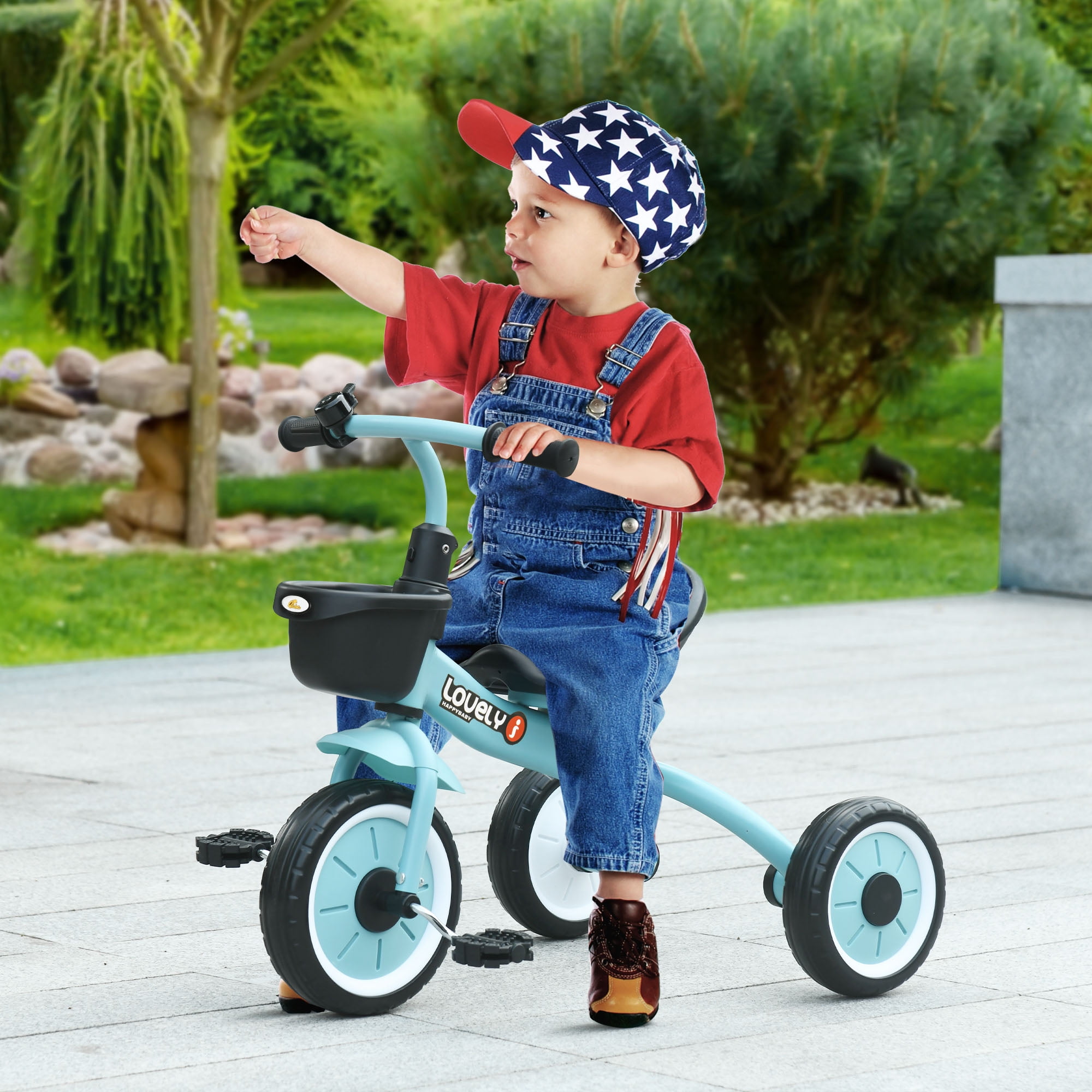 Qaba Tricycle for Kids 2 5 Years Toddler Bike with Adjustable Seat Blue