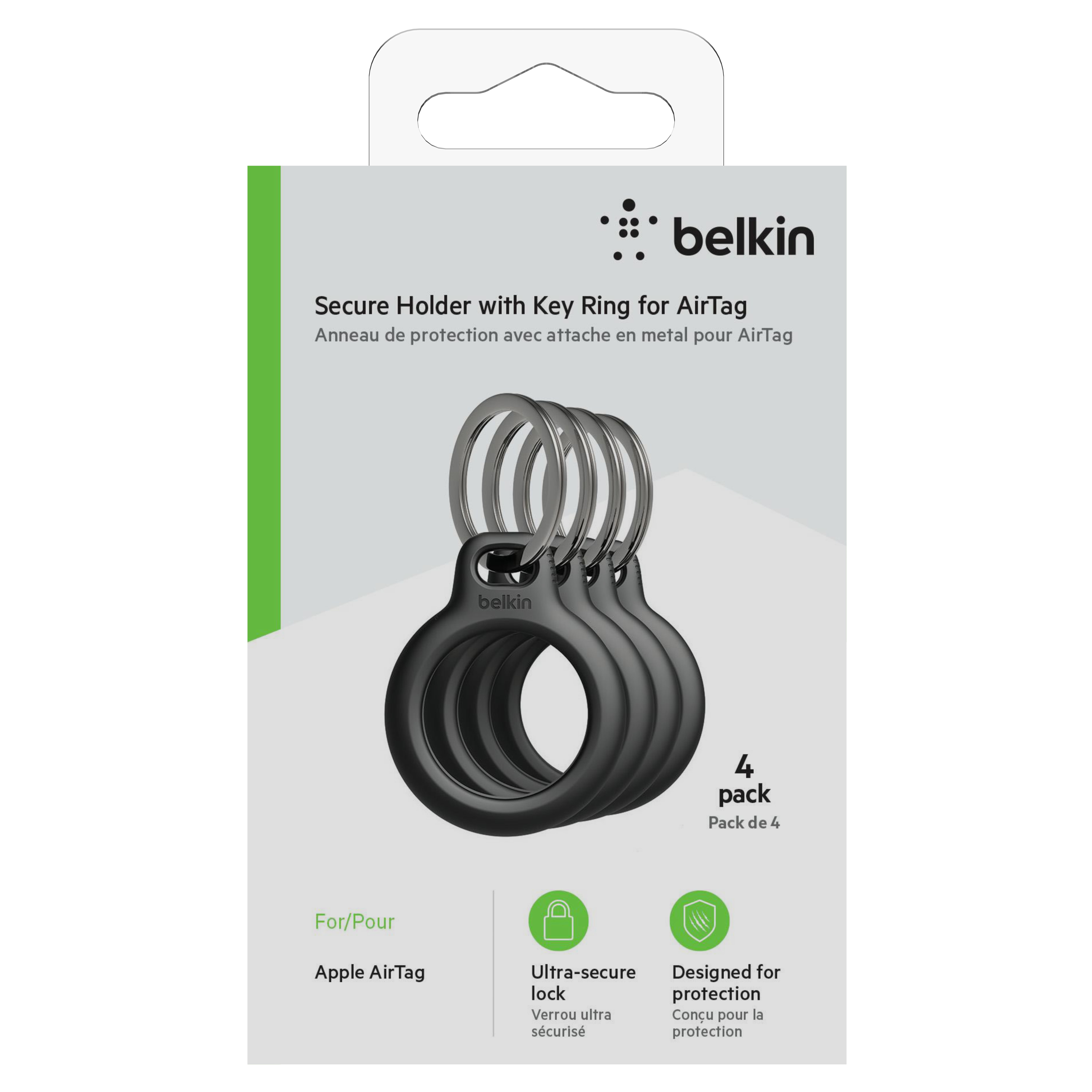 Belkin Apple AirTag Secure Holder with Key Ring - Durable,  Scratch-Resistant Case with Open Face & Raised Edges - Protective AirTag  Keychain Accessory