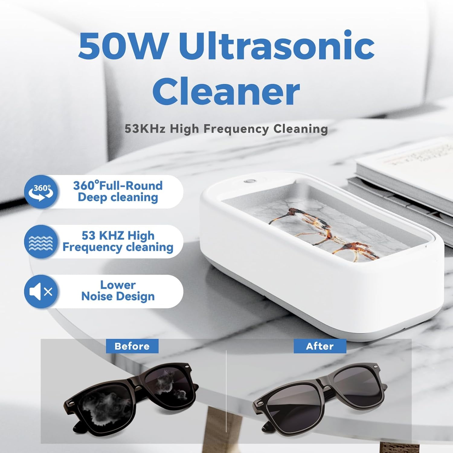 Ultrasonic Jewelry Cleaner, Ultrasonic Ring Cleaner Machine for Family Cleaning, Earrings, Glasses, Jewelry, Rings, Dentures