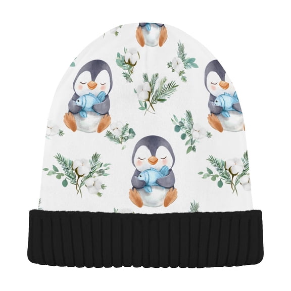 JSTEL Penguin Cotton Blossom Beanie for Women Men Winter Hat Reversible Skull Knit Cap