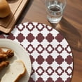 thumbnail image 3 of Retro Boho Round 13 Inch Placemats Set of 6, Dark Red Geometric Pattern Rhombic Bohemia HeatResistant Non Slip Place Mats for Dining Table, Wipeable Braided Kitchen Table Mats for Housewarming, 3 of 9