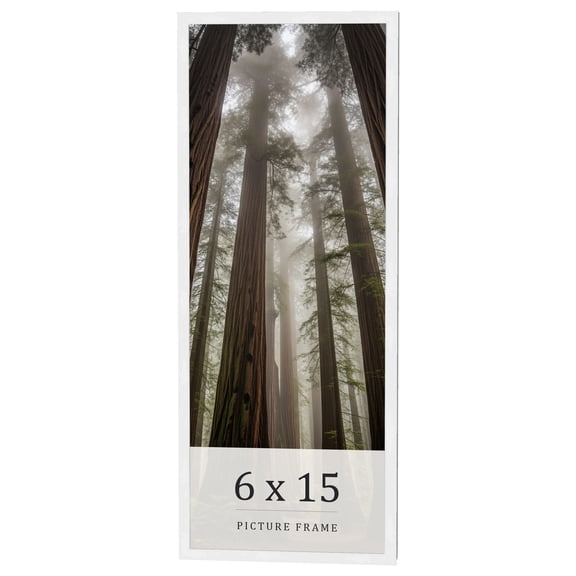 6x15 Frame White Real Wood Picture Frame Width 0.75 inches | Interior Frame Depth 0.5 inches |