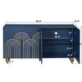thumbnail image 3 of Modern Fluted Sideboard Buffet with Storage, Curve Element with Strict Lines, 4 Doors Storage Cabinet with Adjustable Shelves for Kitchen, Dining Room, Living Room (Navy Blue), 3 of 7