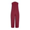 thumbnail image 4 of Summer Jumpsuits for Women Dressy 100% Cotton Loose Casual Pockets Solid Color Sleeveless Bodysuit with Three-Quarter Pants, 4 of 6