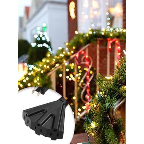 YUYAN-25FT Christmas Outdoor Extension Cord, 16/3 SJTW Tri-Tap Power Cable, Weatherproof, Heavy Duty Extension Cord for Holiday Decoration and Landscaping Lights, ETL Listed, Black, 2 Pack