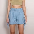 thumbnail image 4 of Women's Gingham Lounge Shorts with Elastic Waistband Adjustable Side Tie Details and Relaxed Casual Fit - Navy, Small, 4 of 7