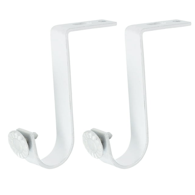 Unique Bargains 2Pcak Ceiling Mount Curtain Rod Brackets, Drapery Holder for 1 Inch Rod, White